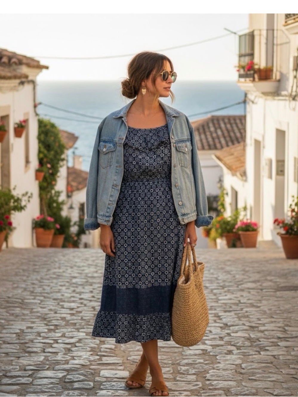 Wishful Park Navy Blue Printed Midi Dress - Picture 2 of 8